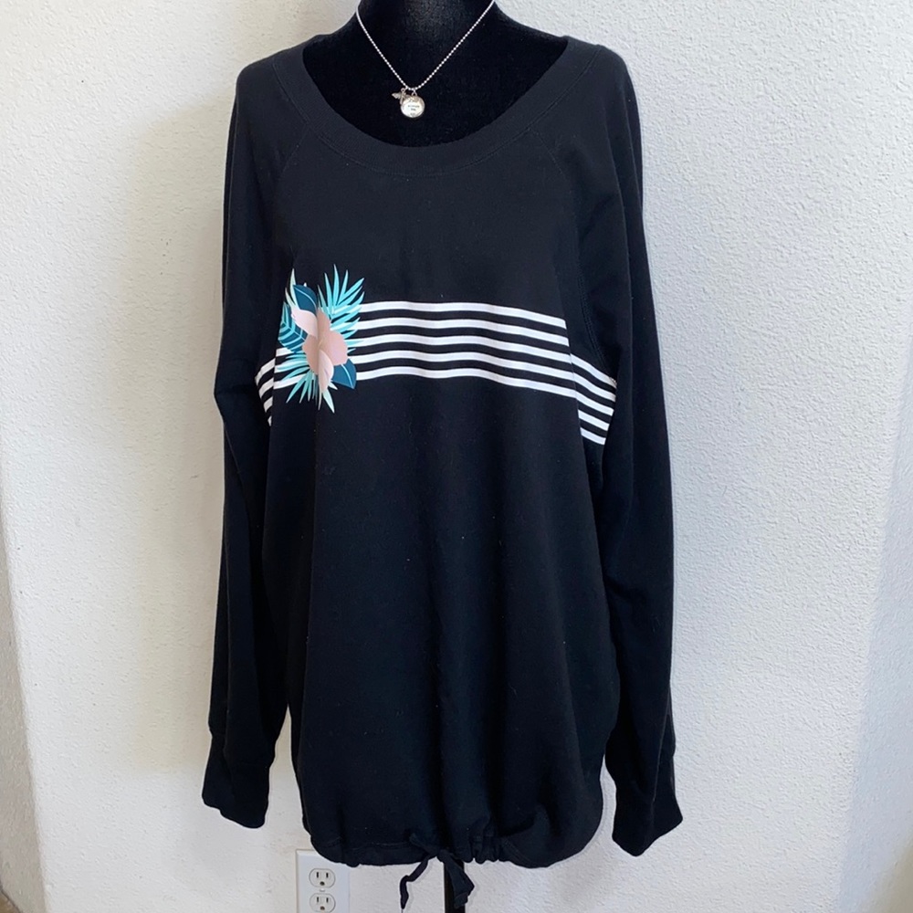 Old Navy Active- Black, White & Flower Long-Sleeve Sweater Shirt
